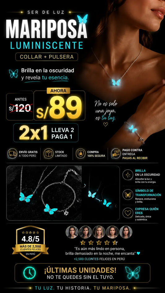 COLLAR MARIPOSA + PULSERA MARIPOSA