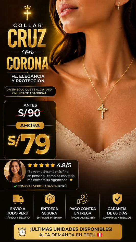 Collar Cruz con Corona 👑